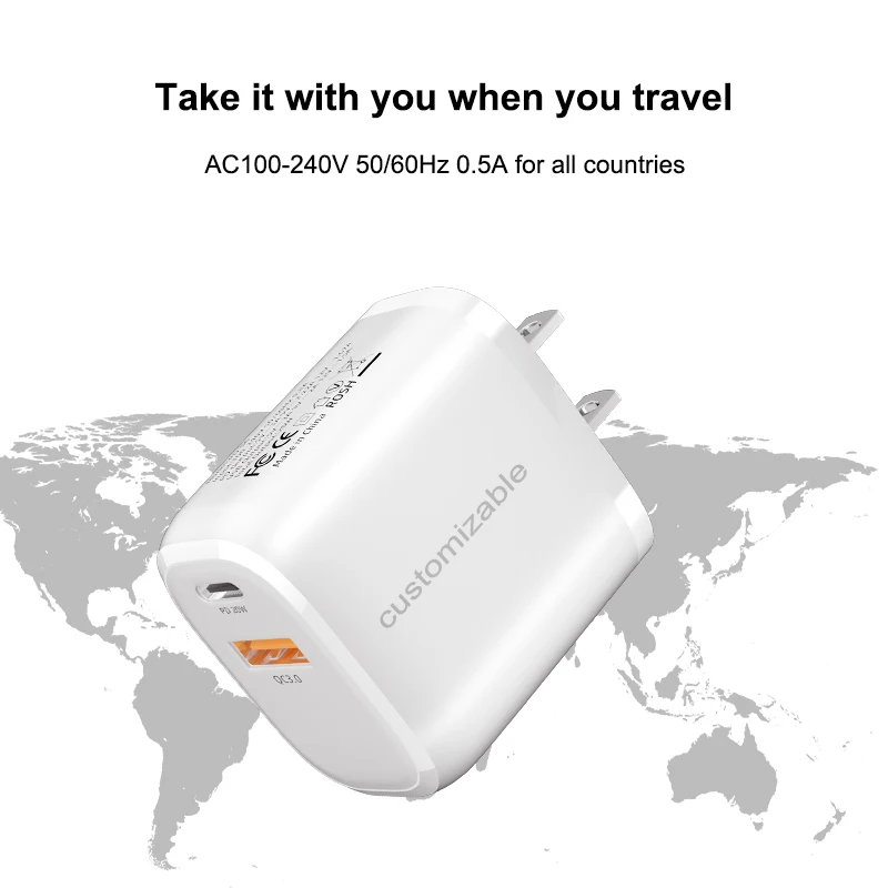 PD 20 Вт быстрое зарядное устройство с двумя портами QC 3,0 быстрый Usb заря