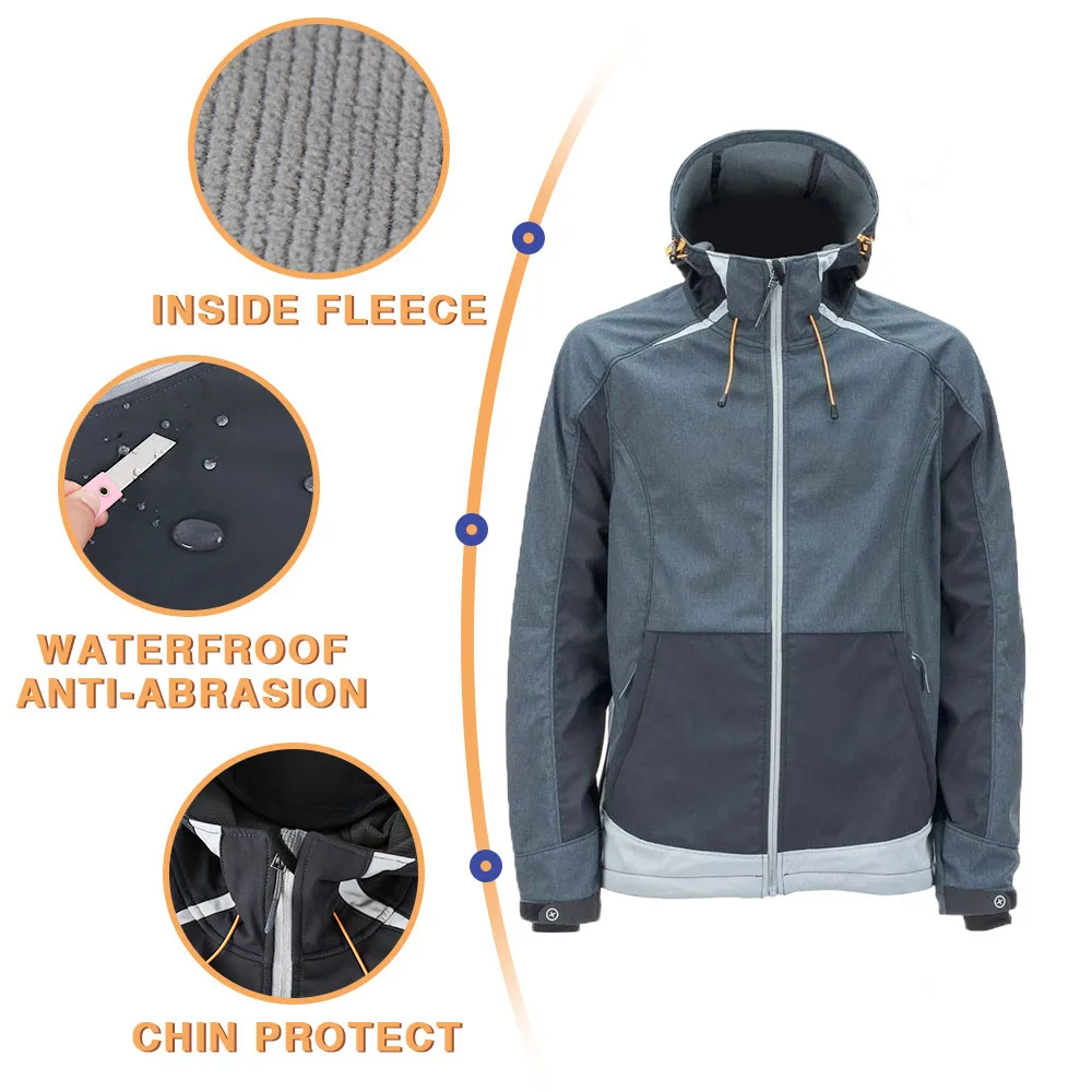Ripstop breathable waterproof autumn winter hiking jacket for men with fleece inside