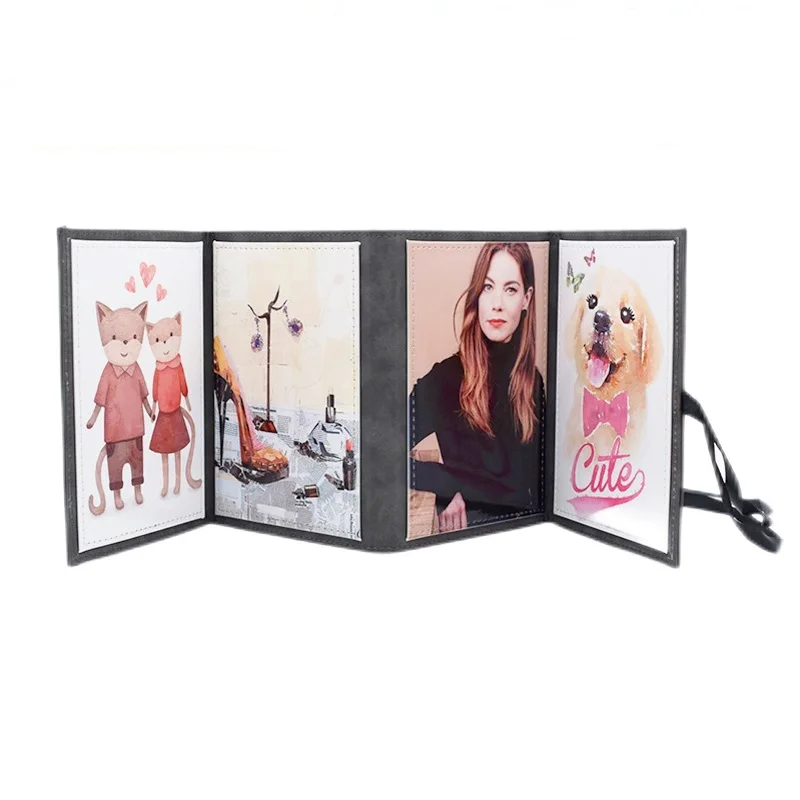 DIY Picture Customized Logo Memory Foldable Photo Albums PU Leather Sublimation Blank Folding Photo Album