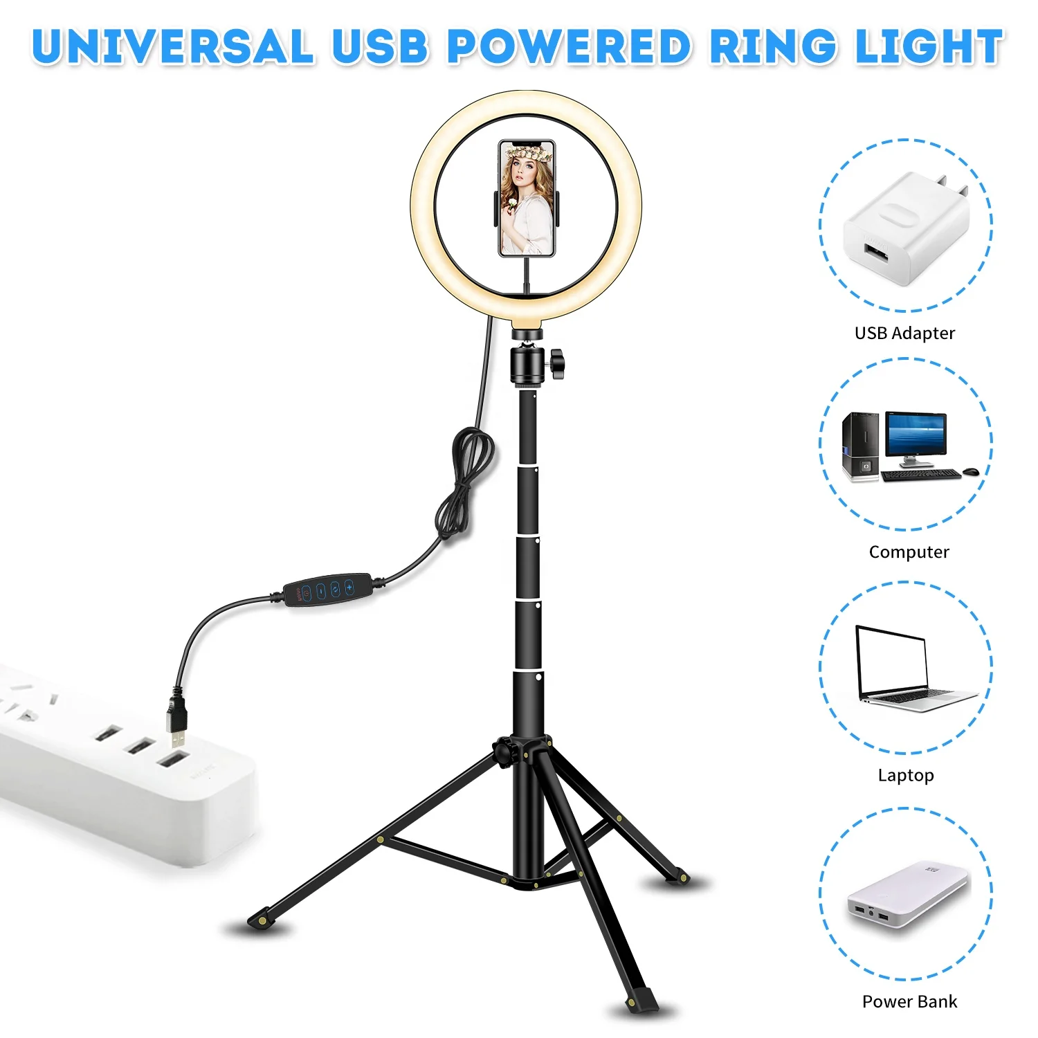 SYOSIN 30%OFF Free Shipping 10 Inch Led Ring Light Set 3-Colors Live Vlog Lamp Lighting With Tripod Stand Ring Light 26cm Kit