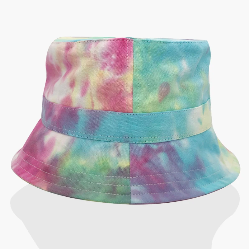 custom plain ladies buy pink  tye tie die colorful logo bucket hat wholesale for women or cowboy fisher 100% cotton bucket hat