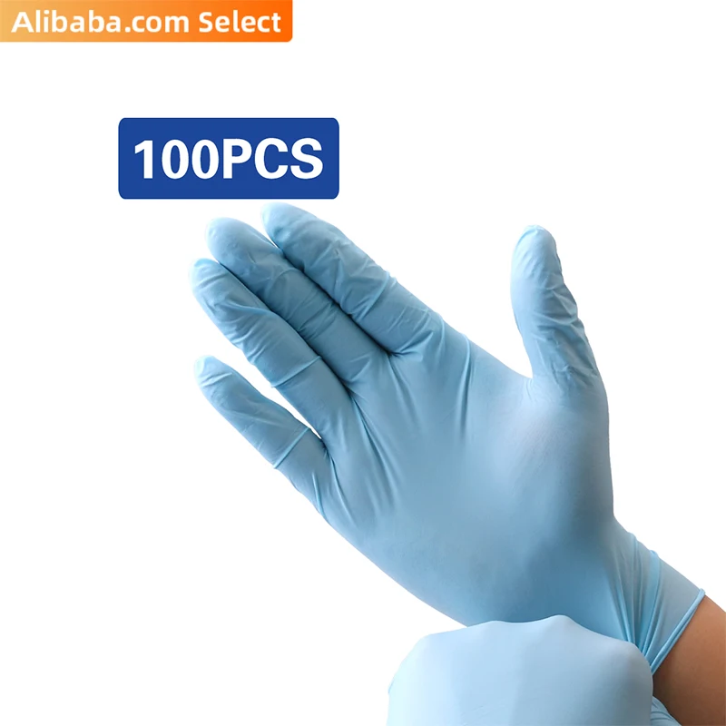 Customized 9inch 3mil blue disposable waterproof powder free nitrile  gloves manufacturers