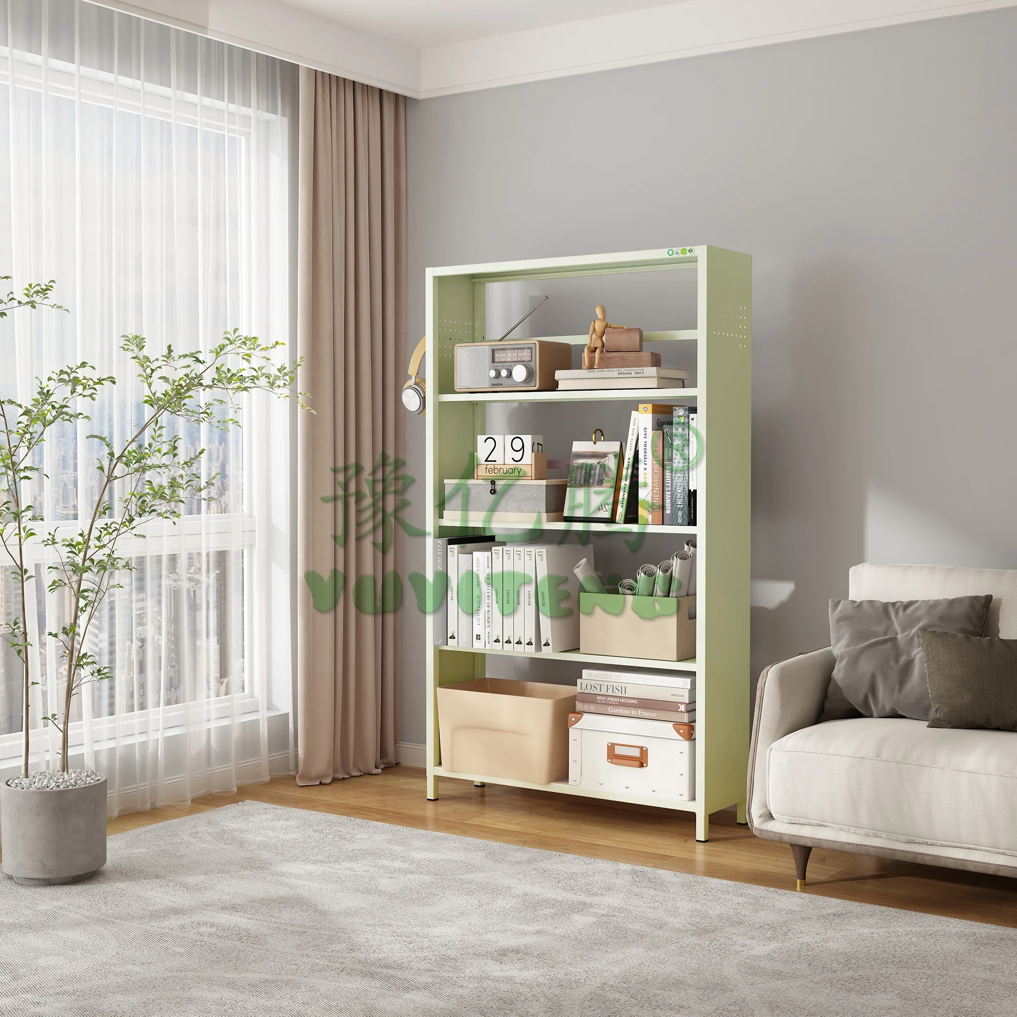 Top Sale Modern Single Sided Steel Bookcase for Books Ornaments for Bedroom School Home Office Hotel Living Room