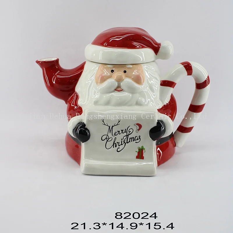 Best sell Ceramic Christmas seasoning jar hand-painted Santa Claus ceramic sugar pot sugar jar crafts 2023