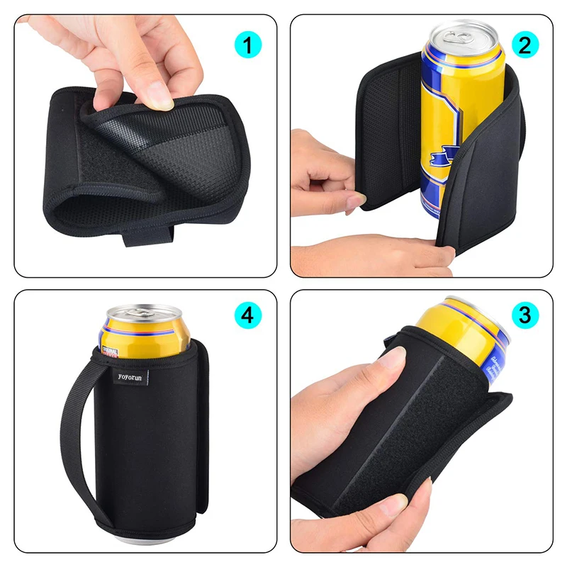Neoprene Drink Can Insulator Sleeve Slap Wrap Can Cover Anti-Slip Insulated Can Cooler Cover Bottle Holder with Handle for 12 oz