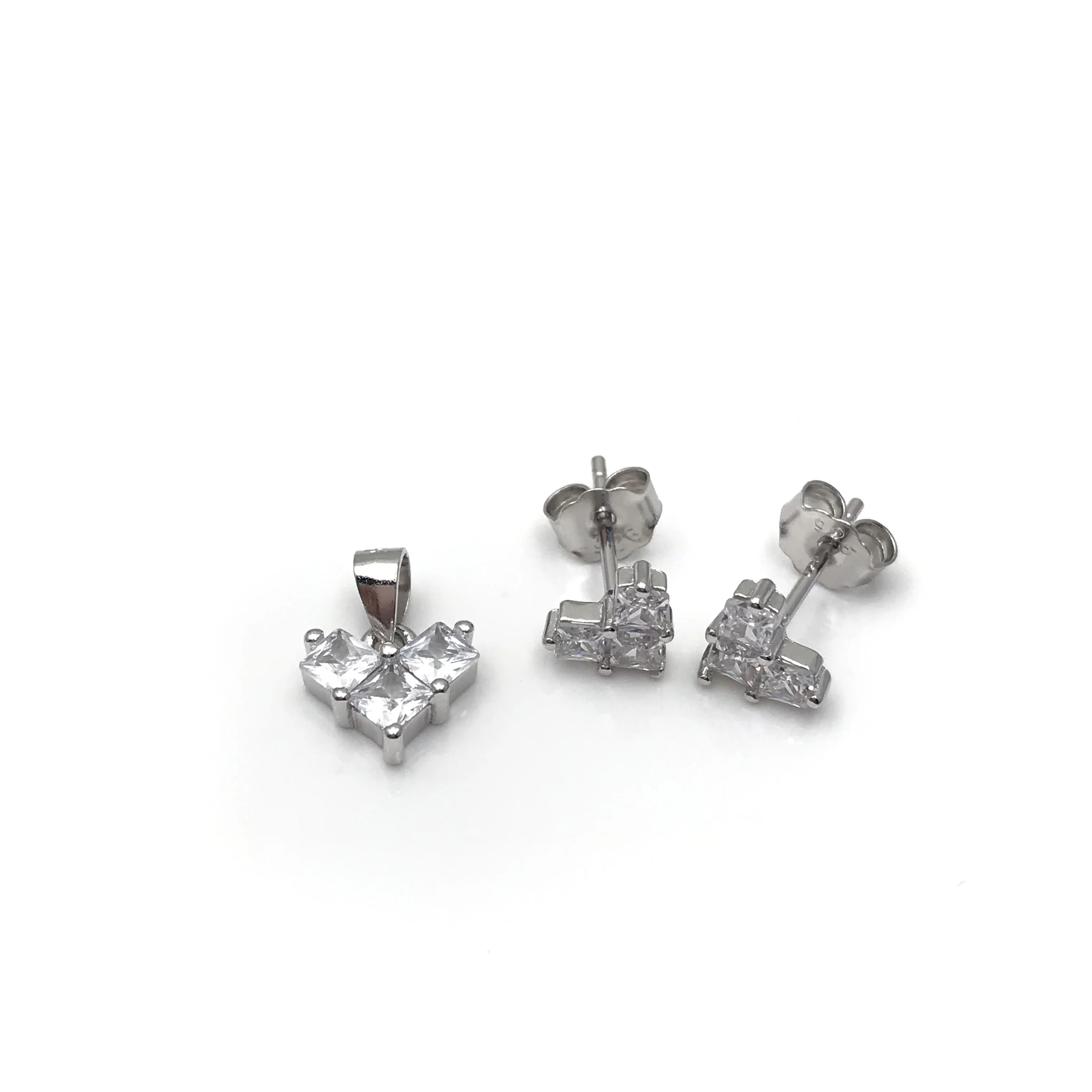 Wholesale 925 silver Pink Heart 3D Nail Zircon Luxury Crystal Rhinestone Nail Zircon Fashion jewelry set for women in Bags