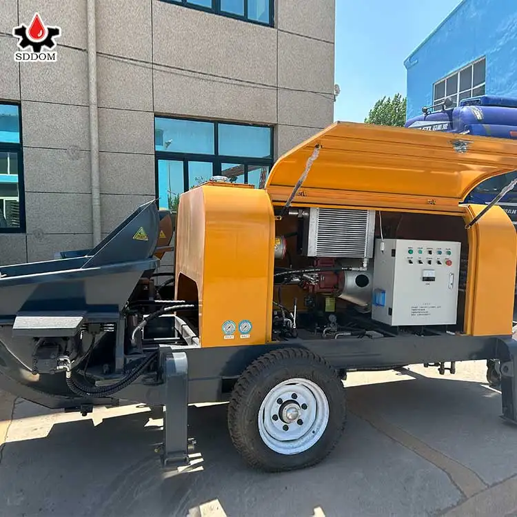 SDDOM Brand Factory Supplier 10-80 M3/h diesel or Electric Portable Small Mobile Concrete Pump Trailer