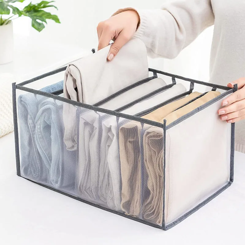 Clothes Organizers Jeans Mesh Storage Box Wardrobe Clothes Organizer Washable Closet Organizers for Drawers