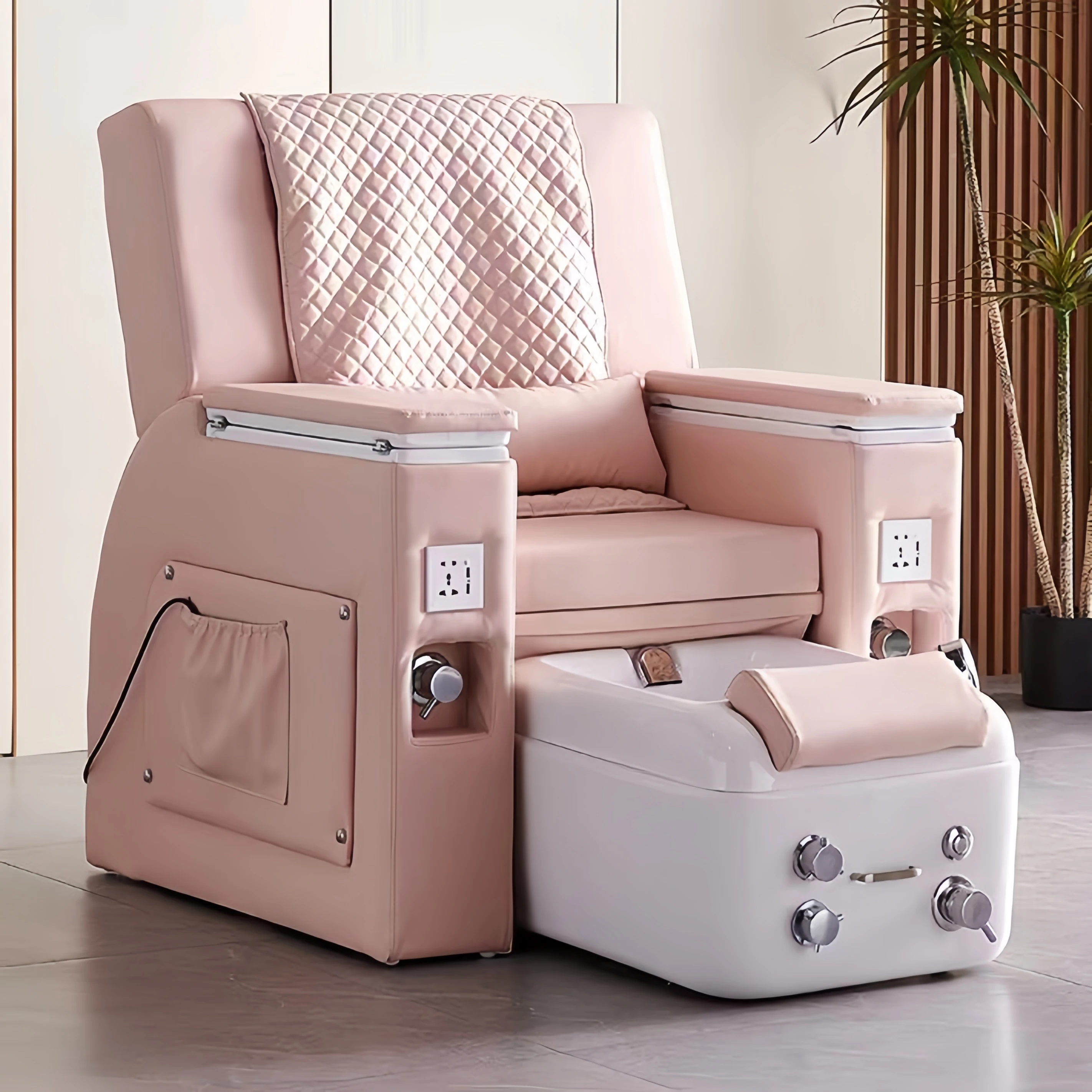 Luxury Beauty Nail Salon Furniture Pipeless Whirlpool Discharge Pump Foot Spa Massage Manicure Pedicure Chair