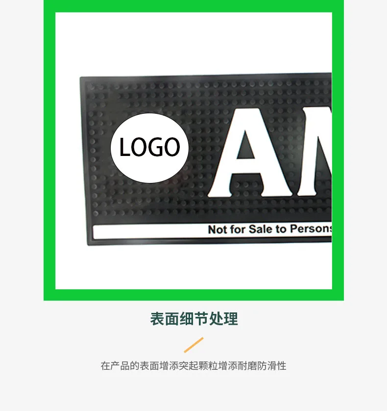 OEM Custom Anti-Slip Spill Mat Square Soft PVC Silicone Rubber Bar Accessory for Drinks Beer Cocktails Wine