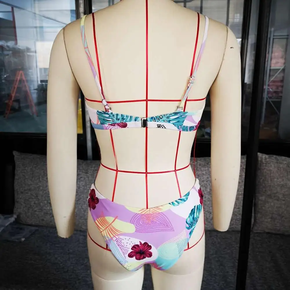 custom Floral Printing Swimwear Cute Girl Bikini Beachwear High Quality Young Girl Bikini Suits set