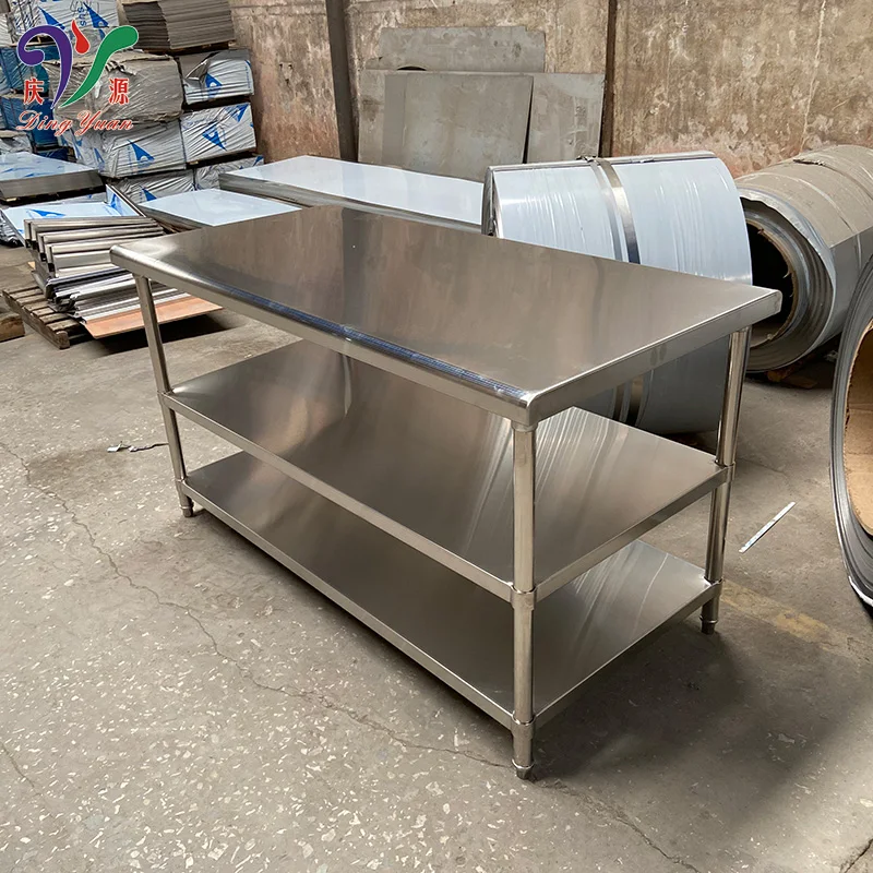 heavy duty 304 201 stainless steel work table bench commercial kitchen preparation table with undershelf
