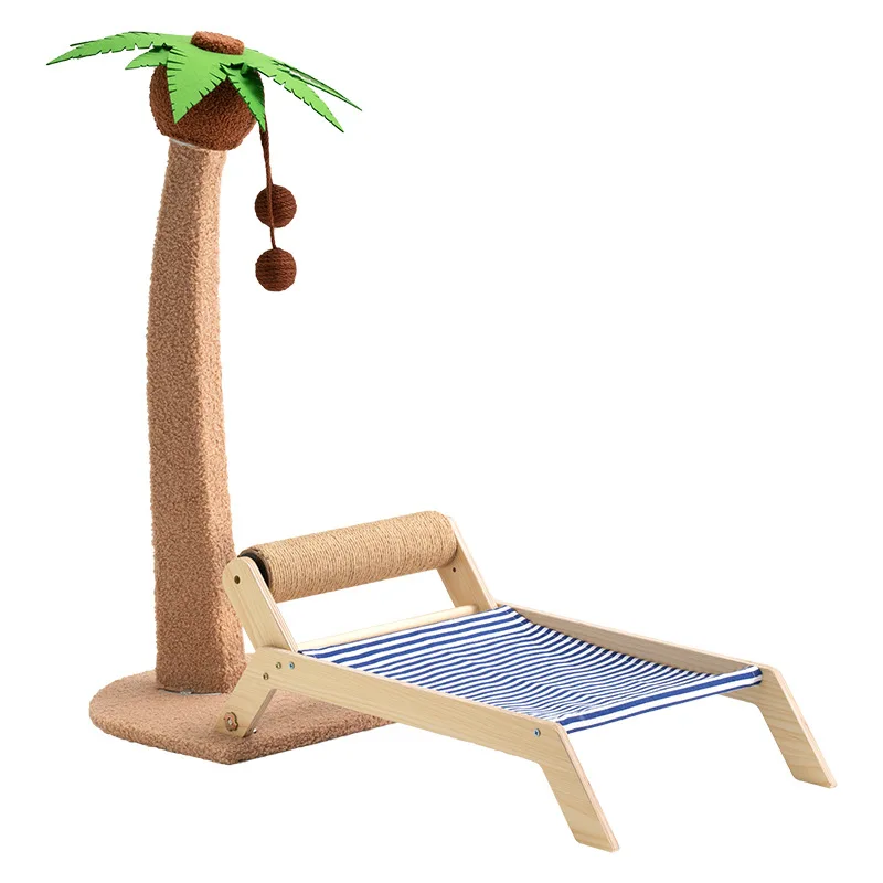New Arrival Beach Cot Cat Bed Scratcher 360 Degree Rotating Barrel Summer Cat Bed Cat Recliner Elevated Pet Bed