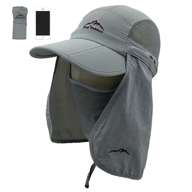 High quality foldable outdoor hat sun protection hat with shield custom fisherman hat