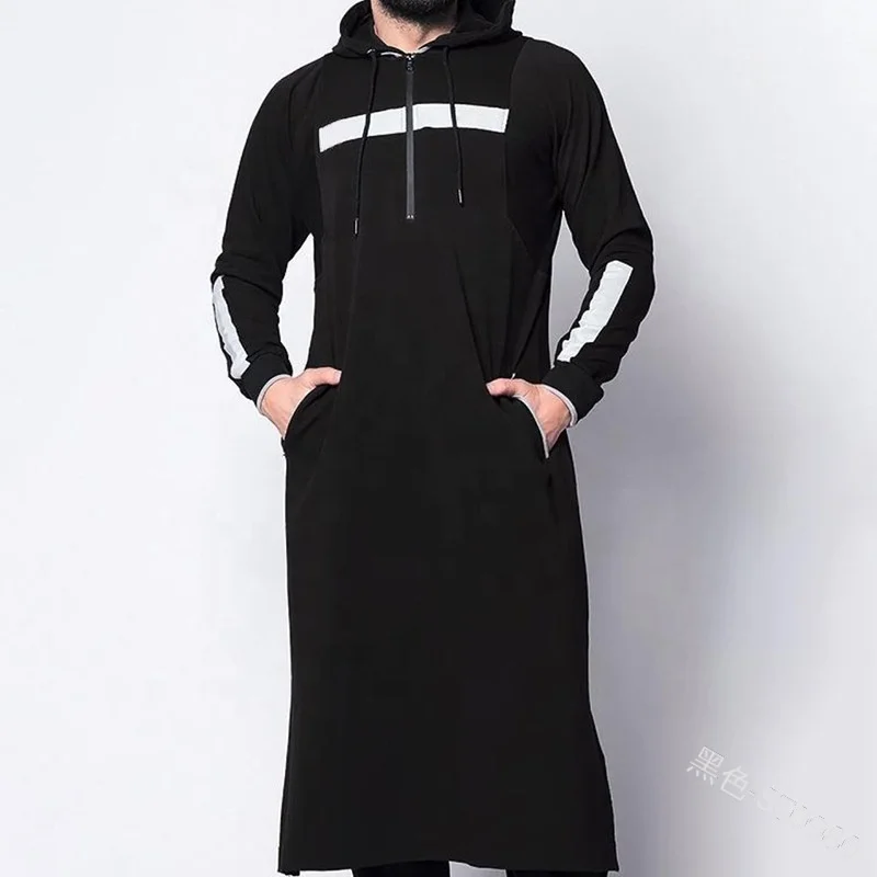 2023 S to 5XL Fashion Hoodie Design Morocco  Man Kaftan Dubai Saudi Arabia Cotton Casual Muslim Casual Men Thobe For Ramadan
