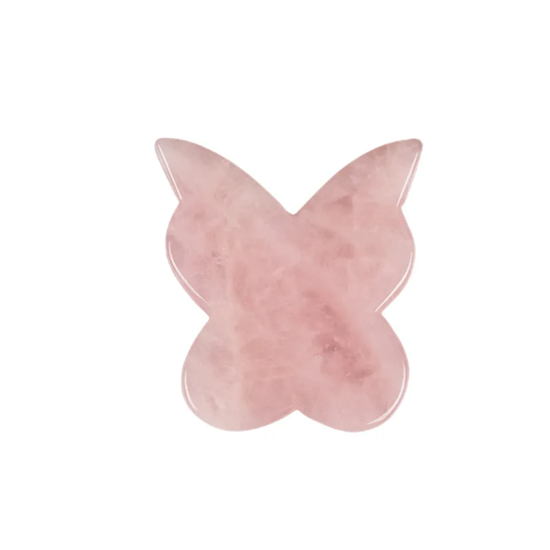 Manufacturer Pink Rose Quartz Jade Guasha Stone Heart Board Custom Logo Scraping Skin Care Facial Massage Tool