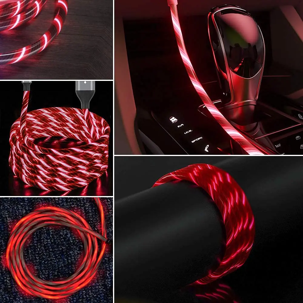  Moq 1 pc Magnetic 3 in Charging USB date Cable Lightning Led android Phone Accessories type c cable fast charging phone