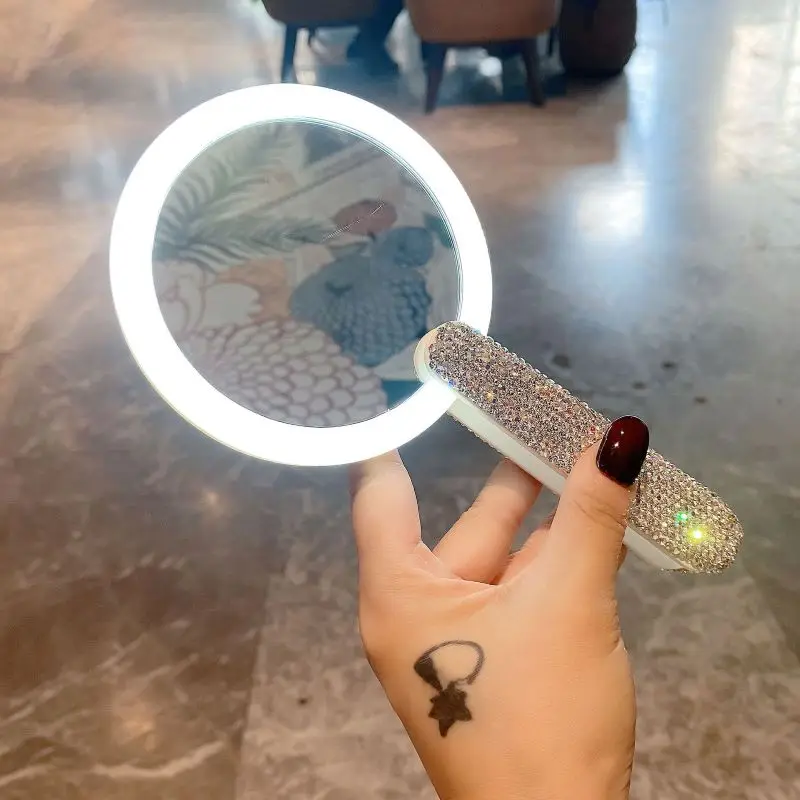 Мини светодиодное зеркало для макияжа с подсветкой портативное дорожное складное косметическое подарки женщин ручное маленькое