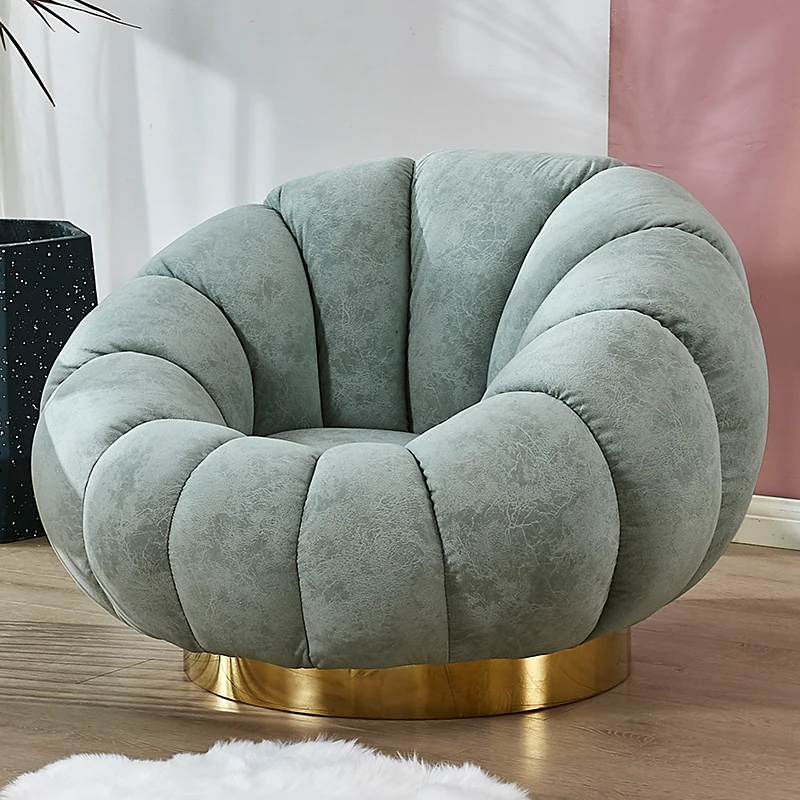 Modern design round orange pumpkin sofa chair artist loveseat chair for living room furniture accent loveseat chair