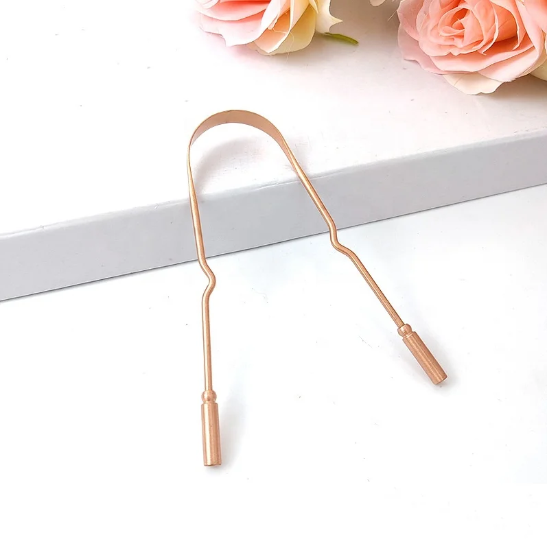 Wholesale Personal Use Oral Health Pure Copper Tongue Cleaner Scraper To Prevent Bad Breath