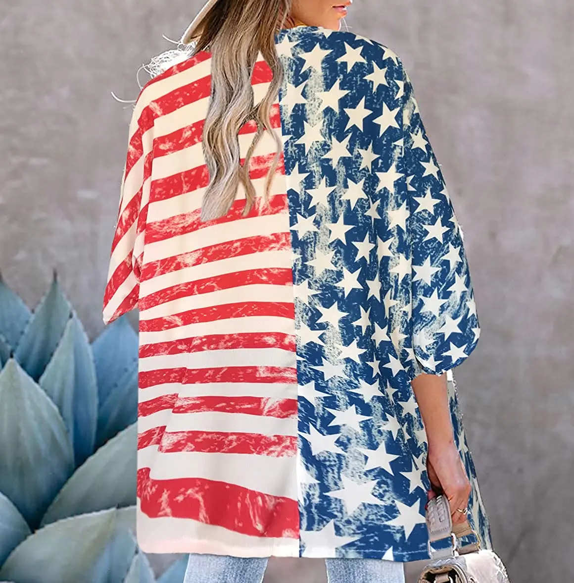 Женский кардиган-кимоно с цветочным принтом и пышными рукавами, свободная блузка, повседневный Топ