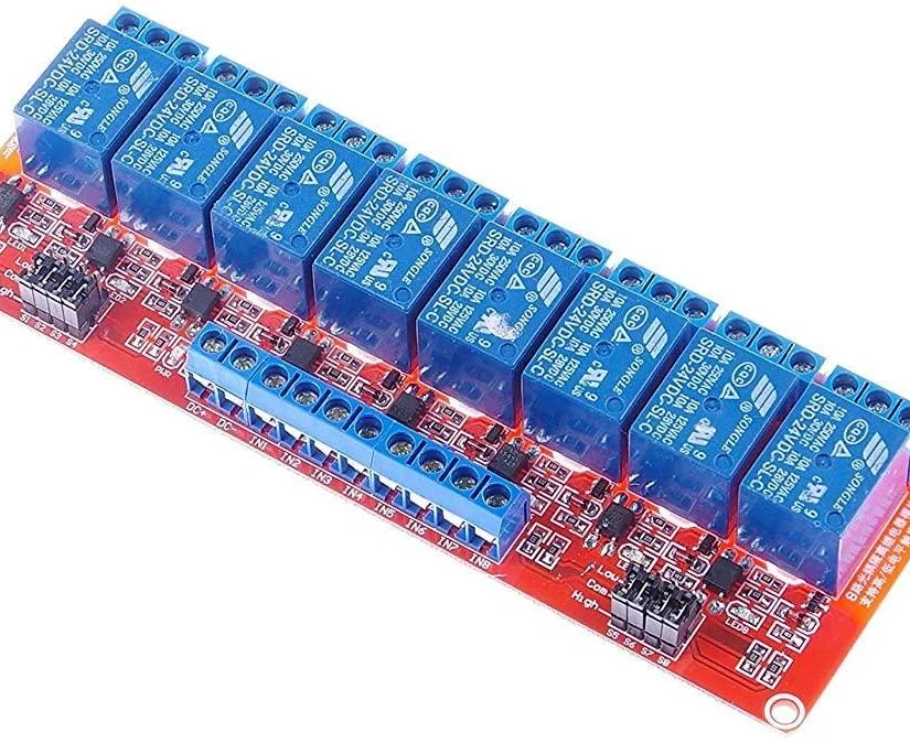 8 Channel Relay Module With Optocoupler Isolation Support 24V High And Low Level Trigger Relay Red Board