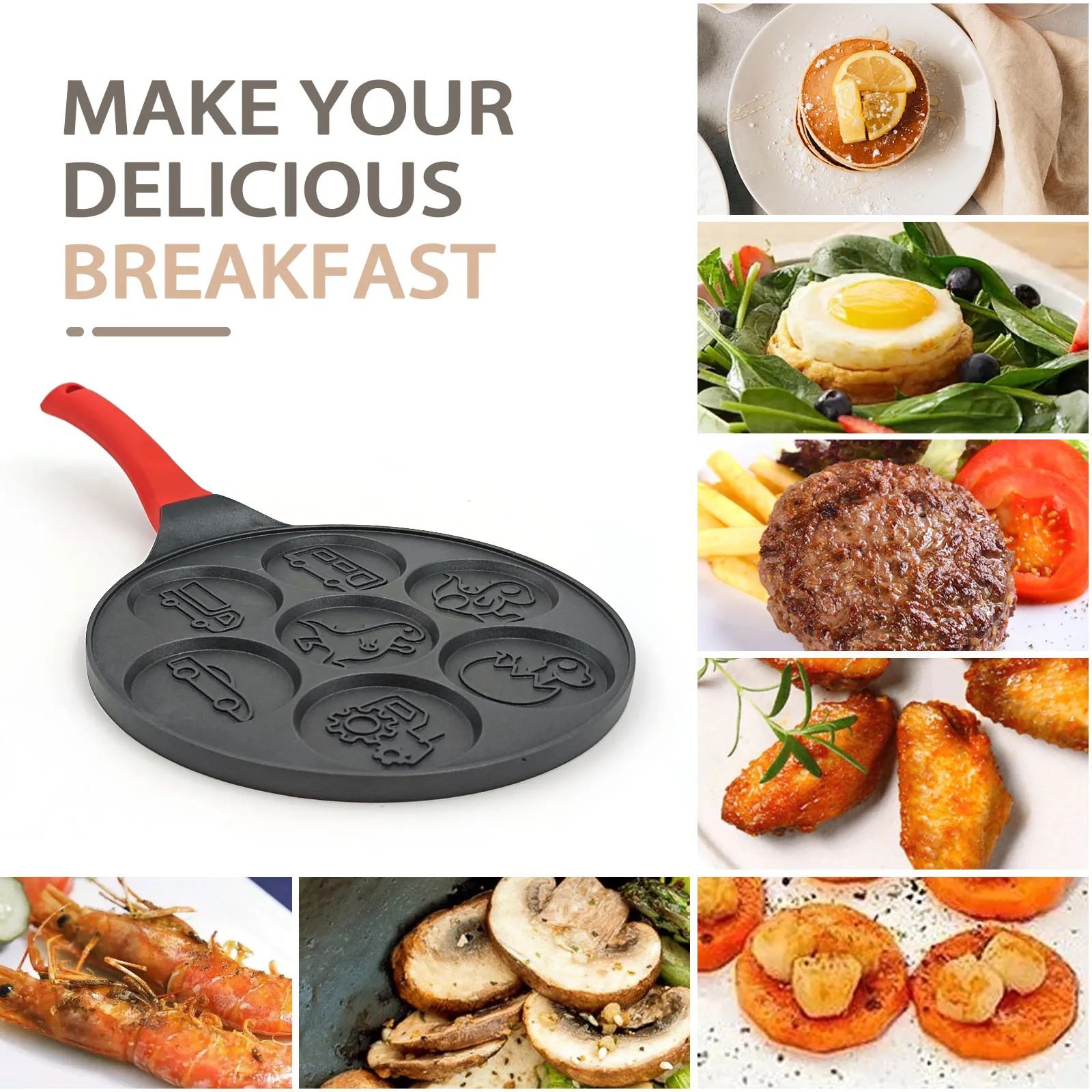 Household Non-stick Induction Pan Commercial Cake Waffle Maker Frying Pan Smiley Face Mini Pancake Waffle Pan