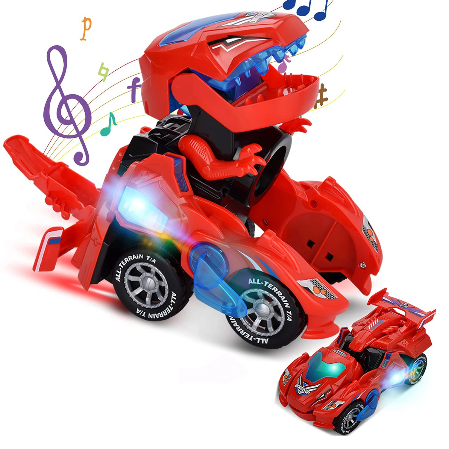 Cheap 2 in 1 Automatic Transforming Dinosaur Switch Toys Car Deformation Dino Car with Universal Wheel Light and Music for Kids