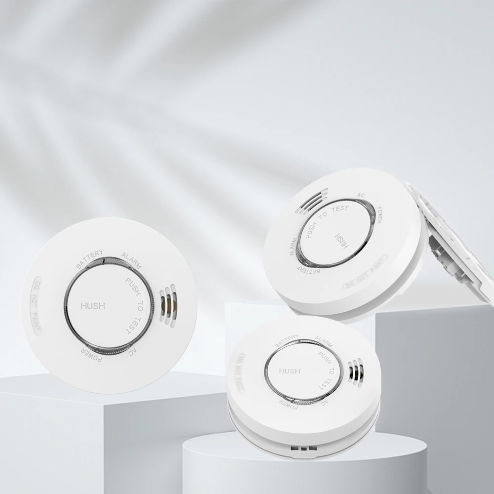 Ac 220v Main Power Dc 9v Backup Battery With Wired And Rf Interconnection Photoelectric Smoke Alarm