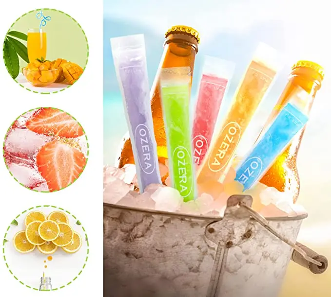 Transparent plastic drinking bags custom food ziplock bag popsicle packaging pouch bag for Ice Cream milk and juice