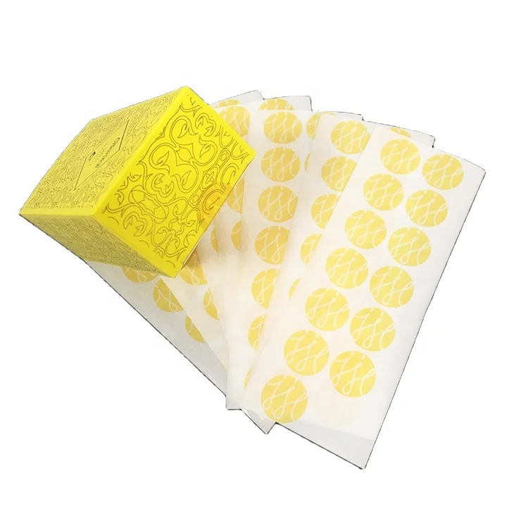 Small Custom  Clear Transparent Yellow Printed Logo Round Box Seal Label Stickers