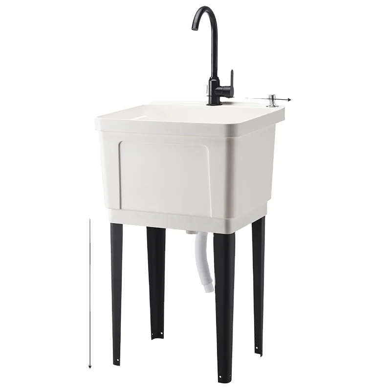 plastic  Large Capacity Single Bowl Kitchen Sink with Pulling Faucet Dish Rack & Drainer Mount for Wash Basin Use