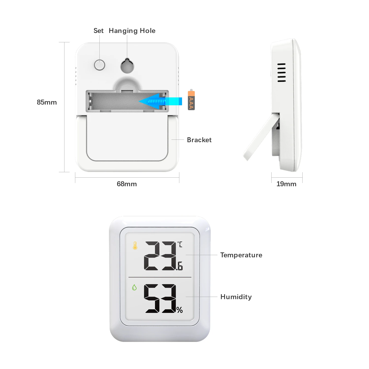 Comfortable display of small smart thermometer and hygrometer suitable for bedroom and living room