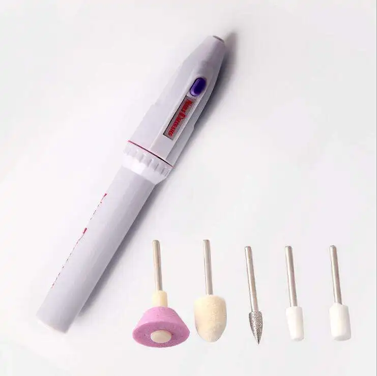 Professional 5bits/Set Polish Pedicure Tool Electric Pen Shaped Nail Polish Mill Machine Nail Art File Drill Pen