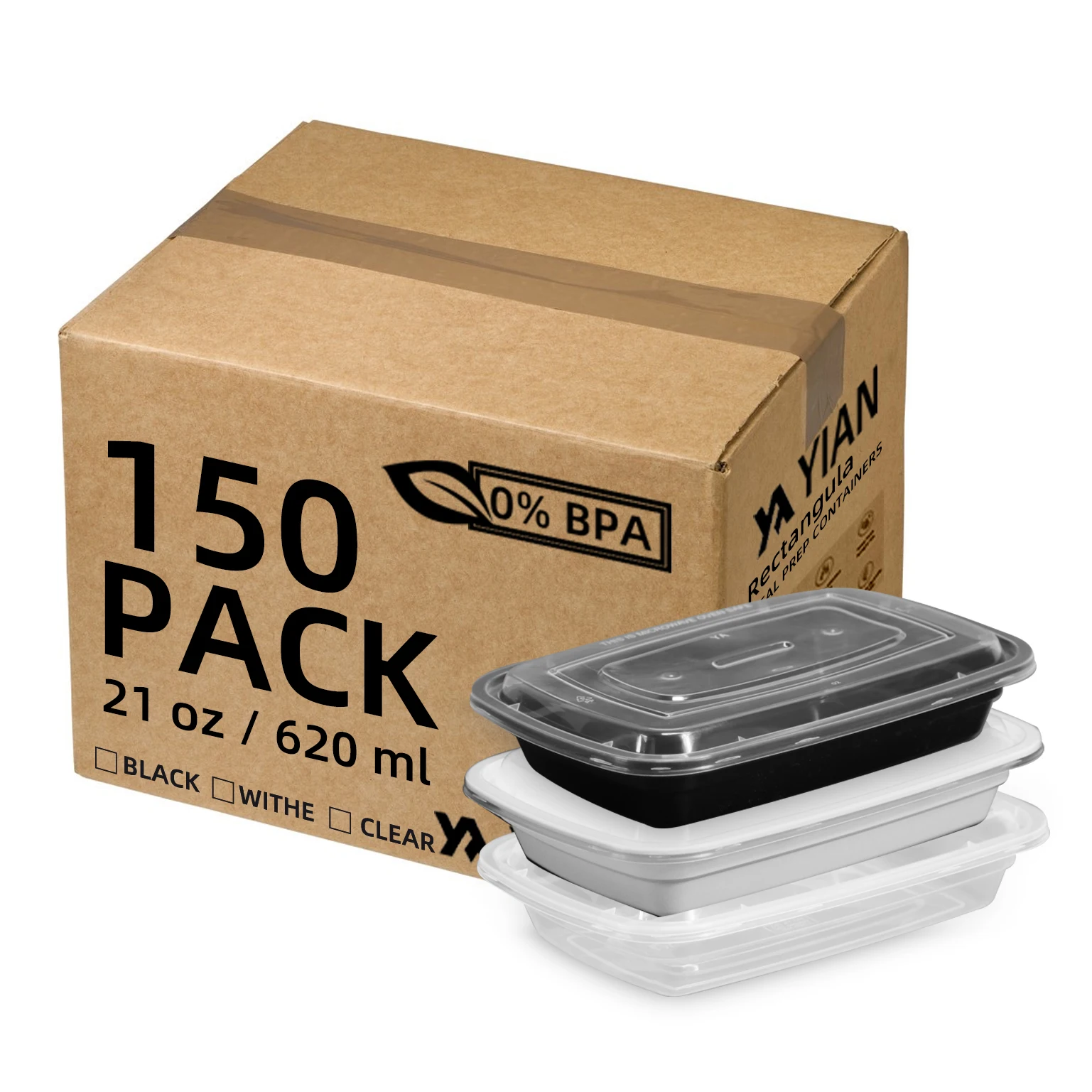 21oz Disposable microwave PP fast food container box plastic lunch bento box with lid