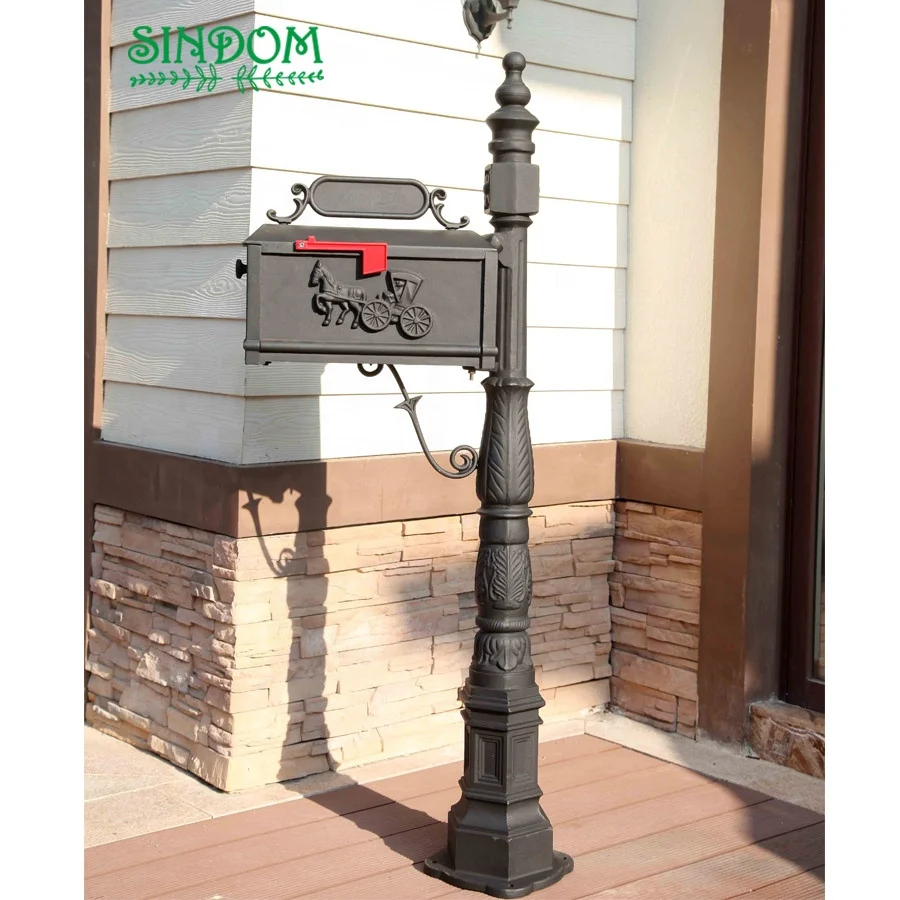 High Quality Community Mailbox Craft Metal Post Letter Box with Flag