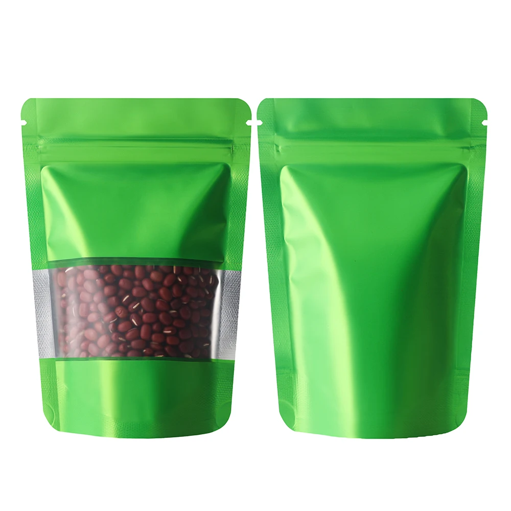 Food grade packaging black blue purple red color ziplock packing bag stand up pouch with window