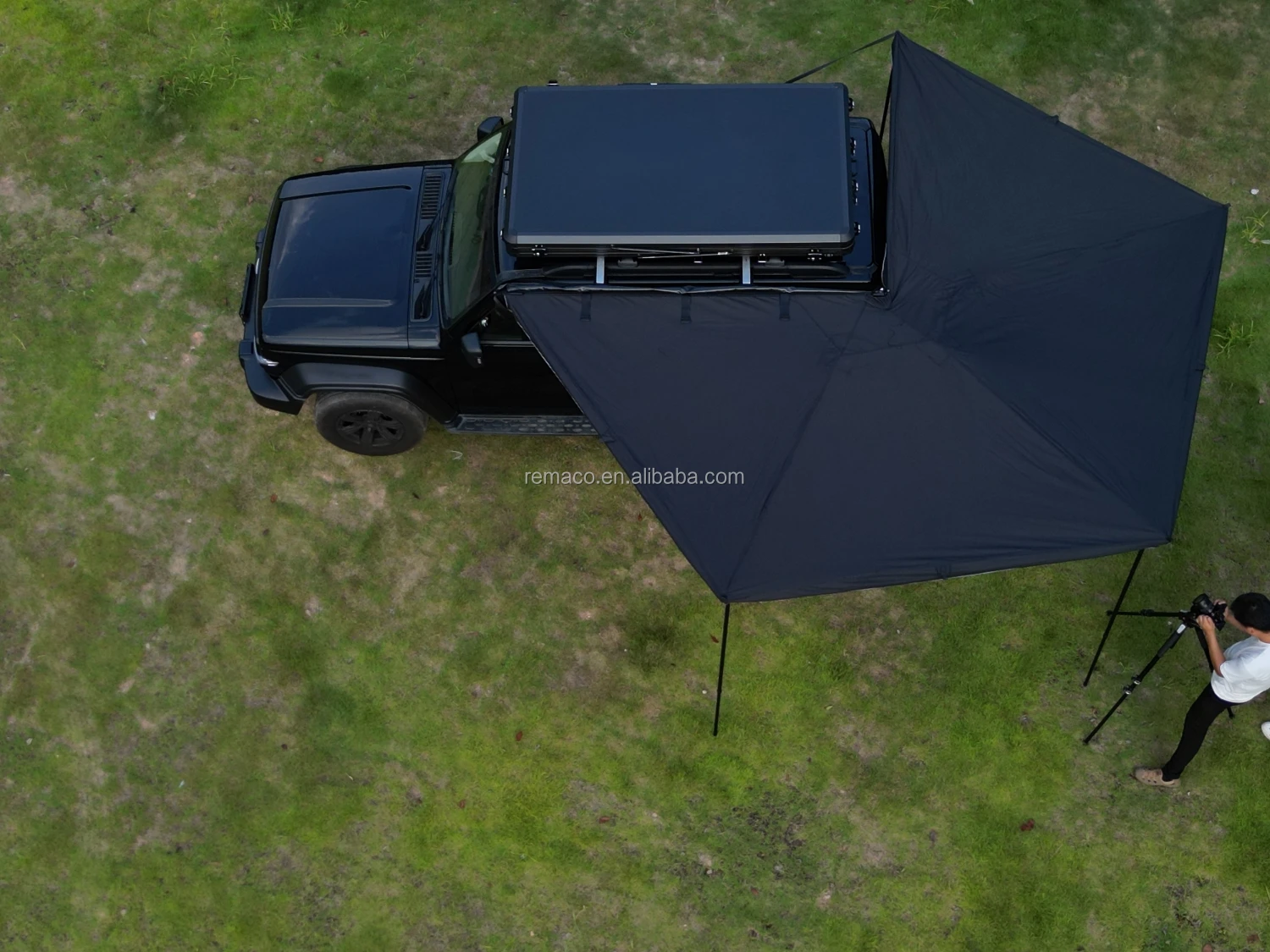 Remaco New Outdoor Camping 280G Oxford Waterproof 270 Car Roof Top Side Shelter, Extended 270 Degrees Awning With LED Light
