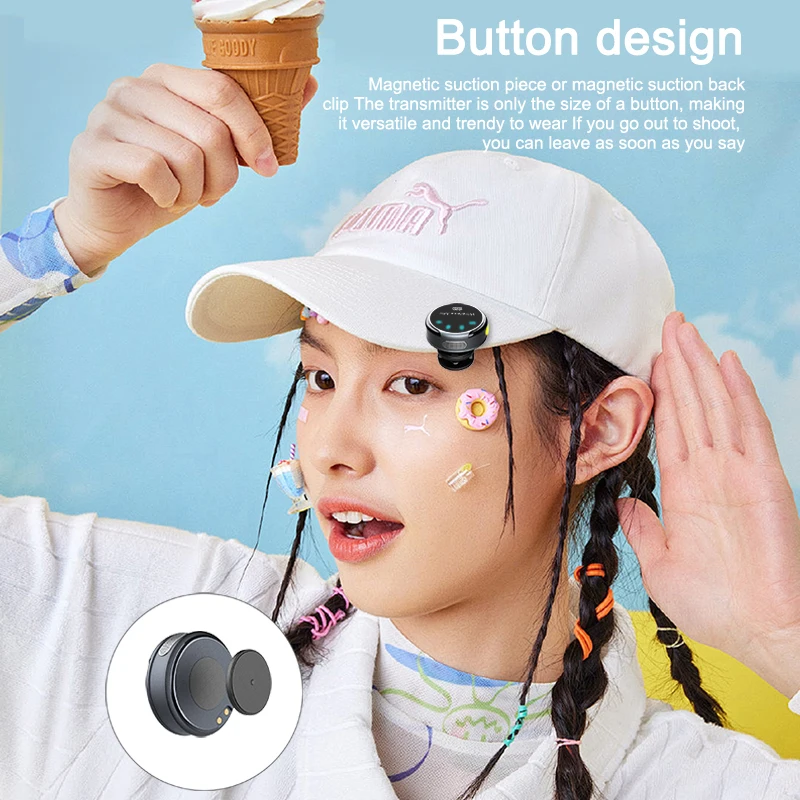 Wireless Magnetic Lapel Microphone professional cordless Lavalier mic with charging case for iphone Android cell phone