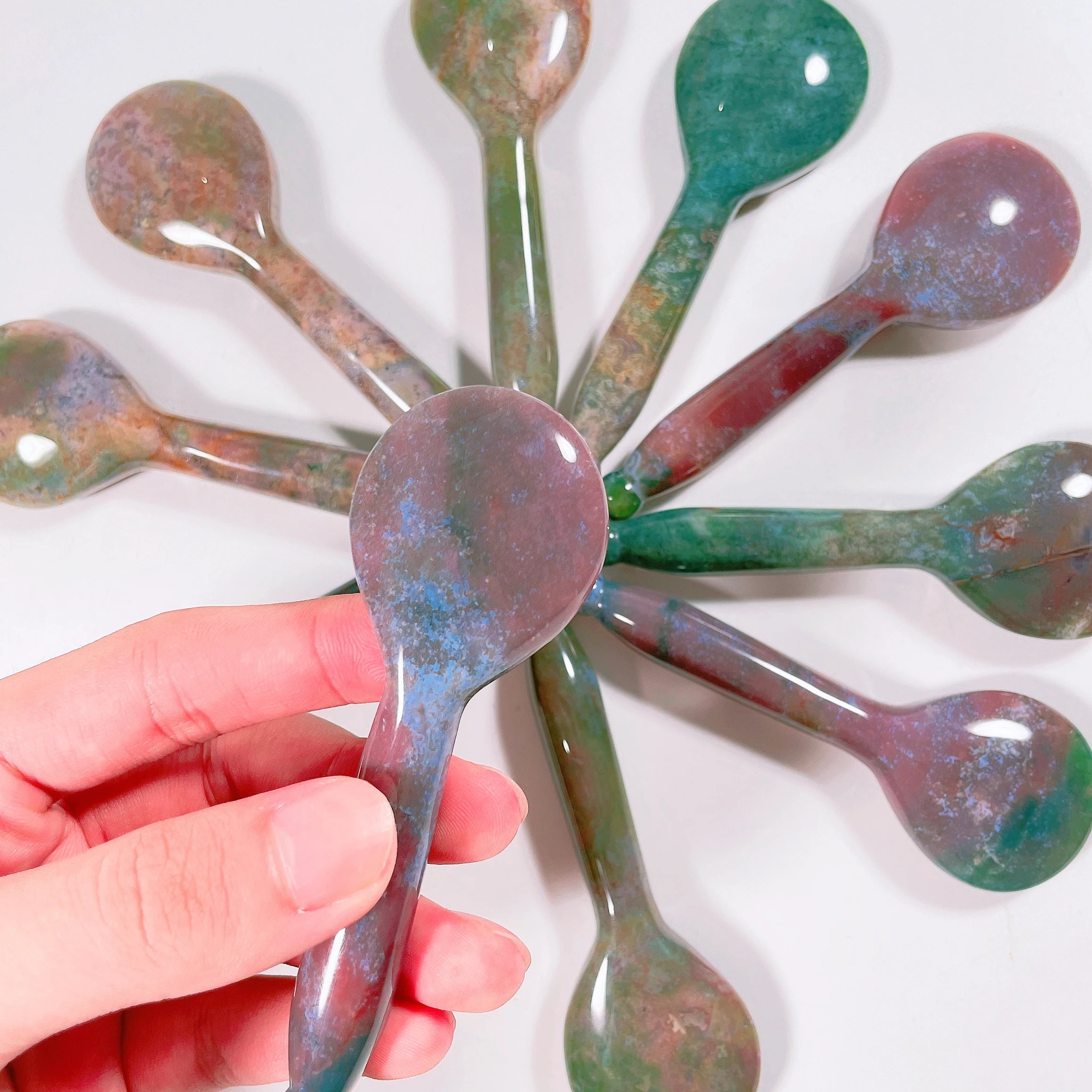 HY Gua Sha Massage Tools 100% Natural Jade Material Indian Agate Spoon Shape Scraping Tool