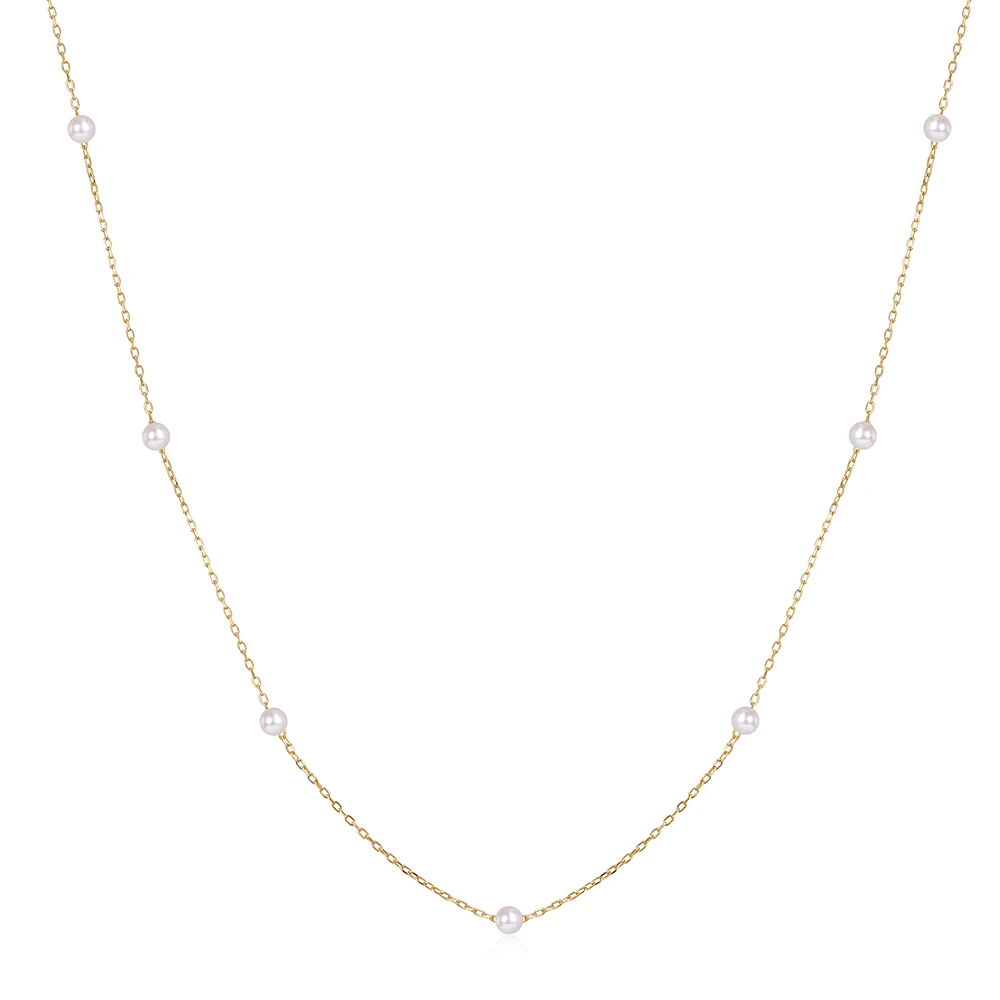 Hot Sale Light Luxury Pearl Stacking Temperament Gold Necklace Elegant Senior Collarbone 925 Sterling Silver Necklace For Women