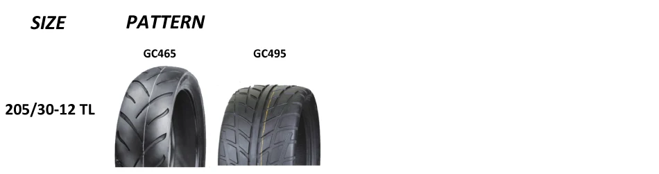 Motorcycle Tires 205/30-12 TL Pattern GC495 ATV/UTV TIRES