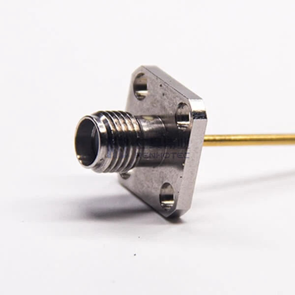 180 Degree Solder Female RF Coaxial Connector SMA 4 Hole Flange Mount