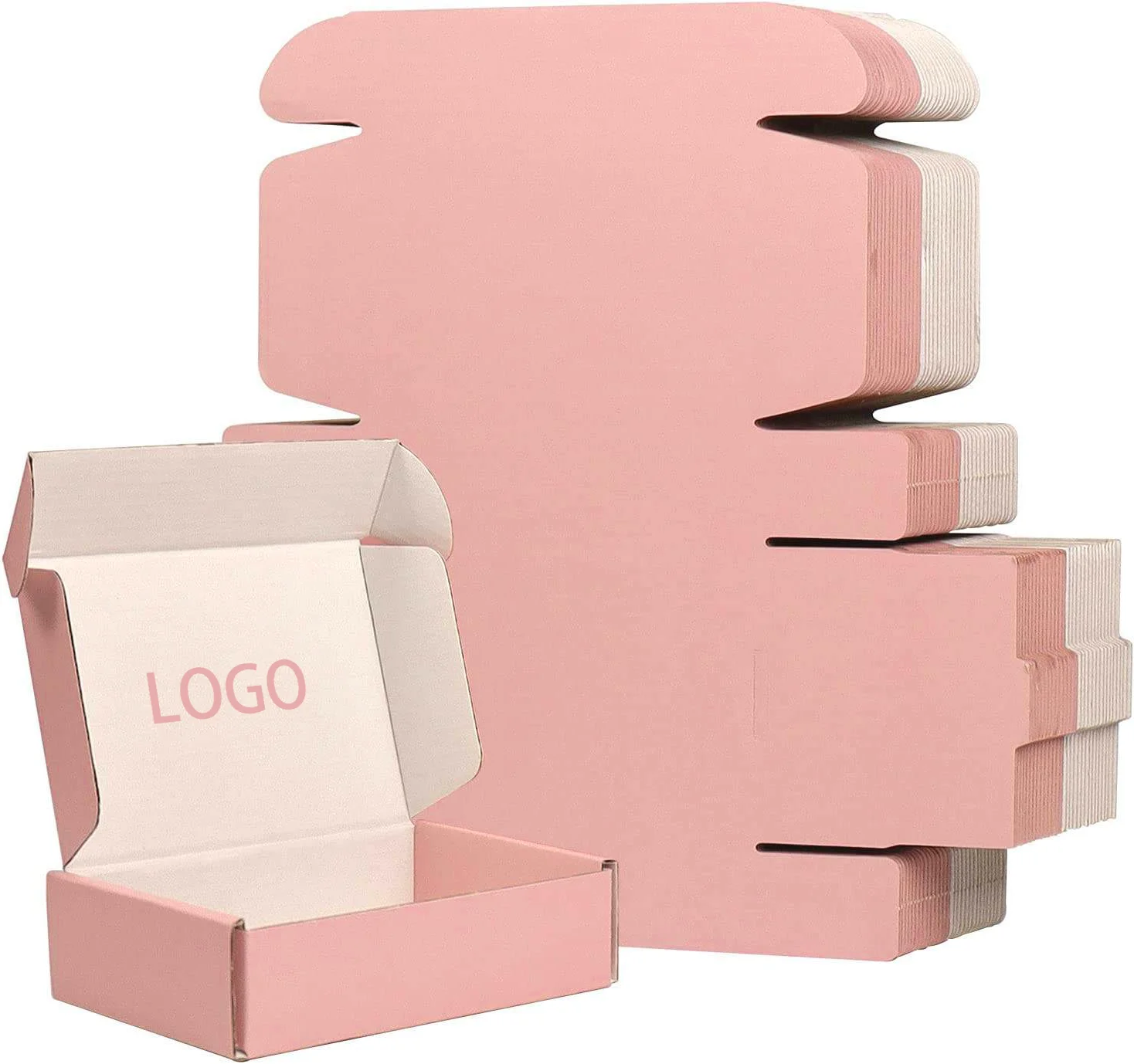 Wholesale Custom Eco Friendly Printed Blank Colored Pink Packaging Mailer Boxes Kraft Rigid Corrugated Shipping Box With Logo
