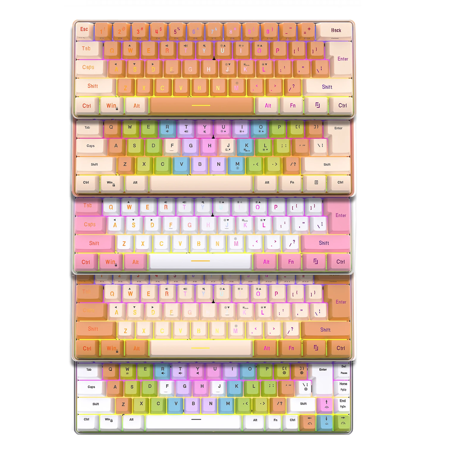 SAMA OEM factory wholesale RGB 60% gaming mechanical touch feeling keyboard 61 keys Rainbow gaming keyboard