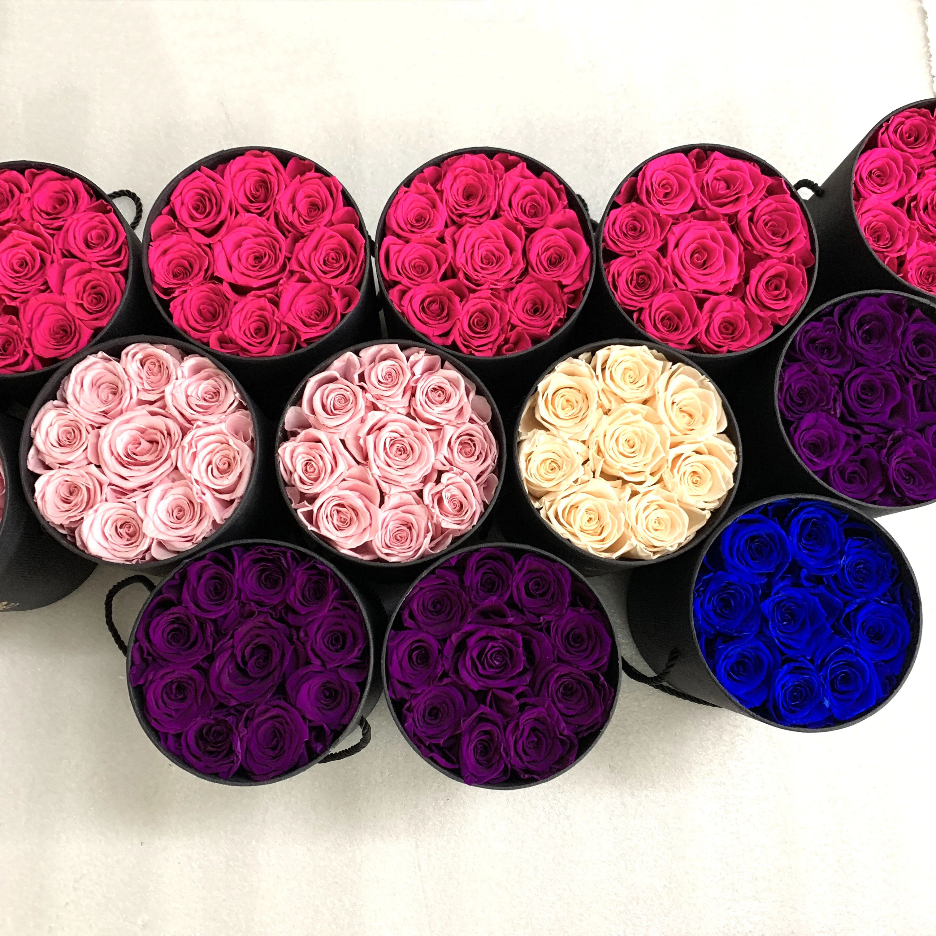 Custom Making Eternal Forever Flower Preserved Real Roses In Black Box Lasting Perfect Gifts For Valentine