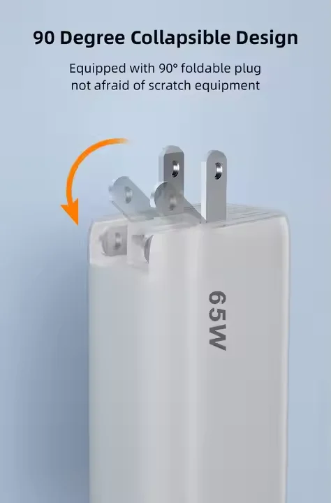 Mini US plug EU Wall Detachable 3A 65W TYPE C Fast Power USB Adapter Portable Mobile Phone Charger