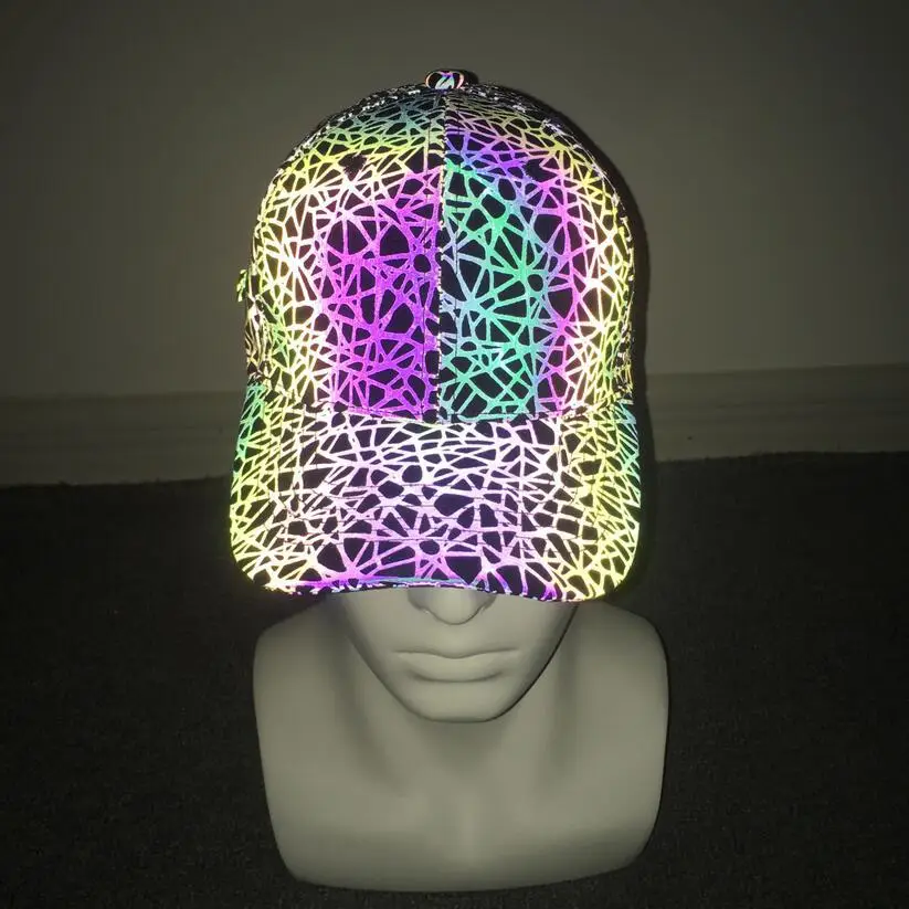 Панама Светоотражающая из полиэстера с принтом листьев современная уличная спортивная Радужная от солнца для взрослых в стиле хип-хоп ночного клуба