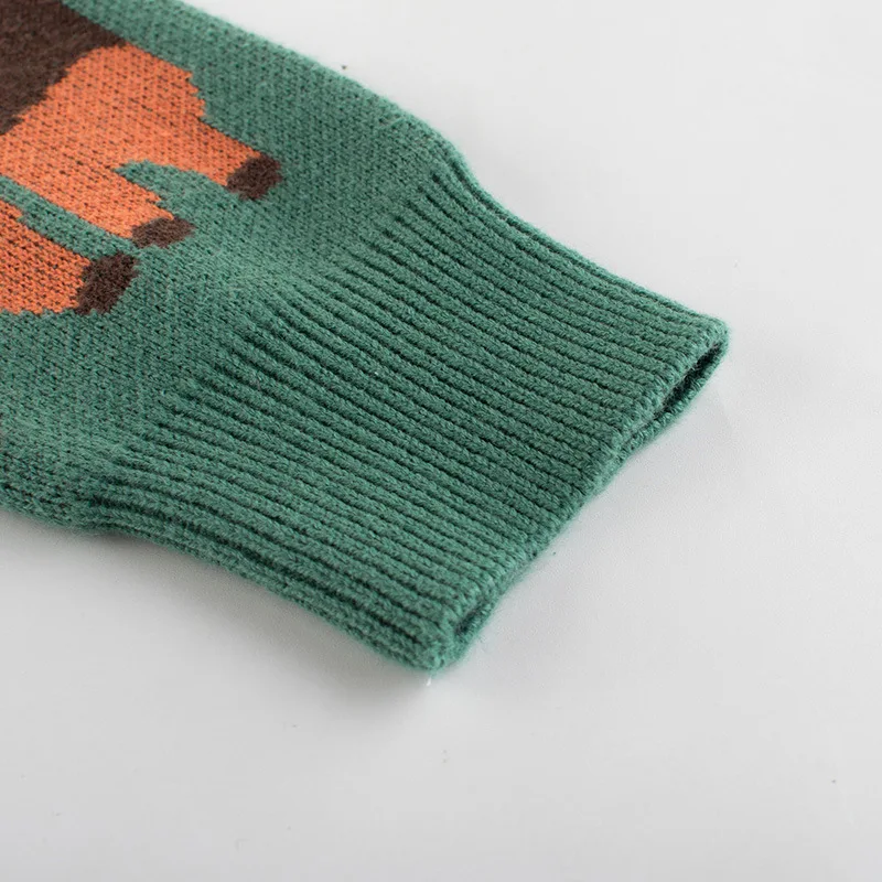 Custom Baby Knitted Clothes Autumn Winter Alpaca Pattern Kids Boys Girls Winter Knitted Cardigan