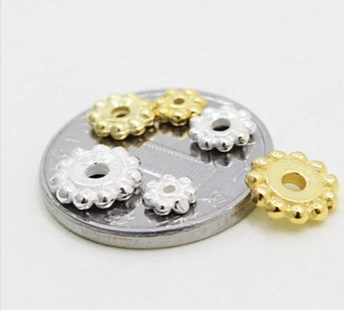 925 Sterling Silver Round Circle Flower Beads DIY Bracelet Necklace Bangle Spacer Beads For Jewelry Making